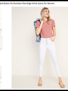 Old Navy White Denim Jeans Size 4 Rock Star Jeans